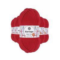 5 Adet Baby One Tüylenmeyen El Örgü İpi Yünü Kırmızı K125