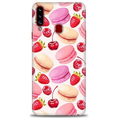 Samsung Galaxy A20S Kılıf HD Baskılı Kılıf - Makaron ve Çilekler + Tam Ekran Koruyucu