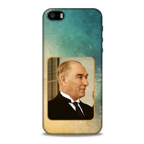 Apple iPhone SE Kılıf Atatürk (27) Tasarımlı Kılıf Sarı Yeşil
