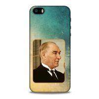 Apple iPhone SE Kılıf Atatürk (27) Tasarımlı Kılıf Sarı Yeşil