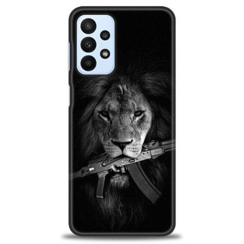 Samsung Galaxy A23 4G Kılıf HD Baskılı Kılıf - Tüfek ve Aslan + Tam Ekran Koruyucu