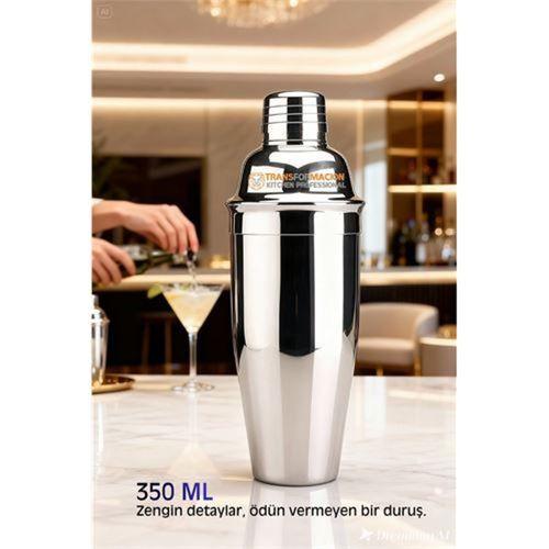 350 ml Inox Shaker - Kokteyl Karıştırma Kabı Süzgeçli Bar Shaker Paslanmaz Çelik