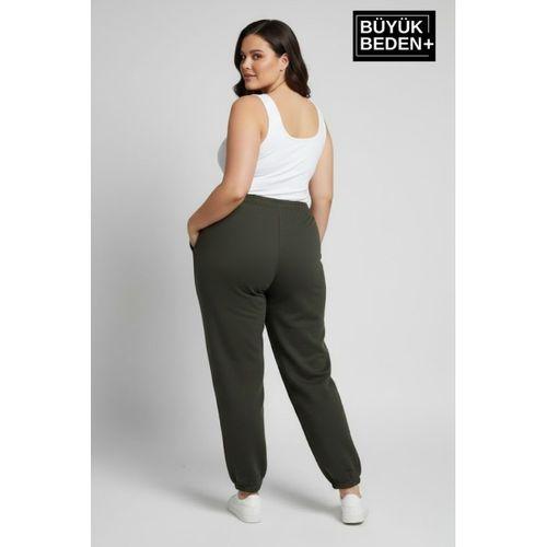 Kadın Büyük Beden Paça Lastikli İki İplik Rahat Kalıp ince Eşofman Altı SPR26BEAK951