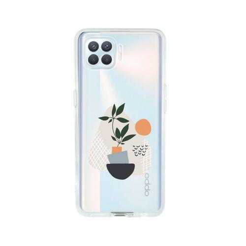 Oppo Reno 4 Lite Bitki Art Tasarımlı Premium Şeffaf Silikon Kılıf