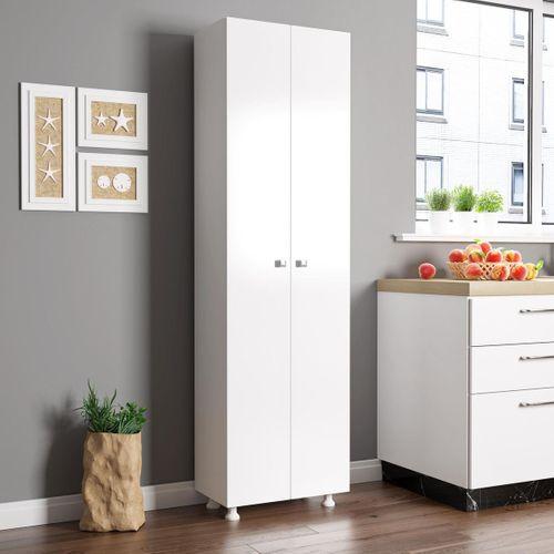 Arma 2 Kapaklı 8 Raflı Çok Amaçlı Dolap - Beyaz