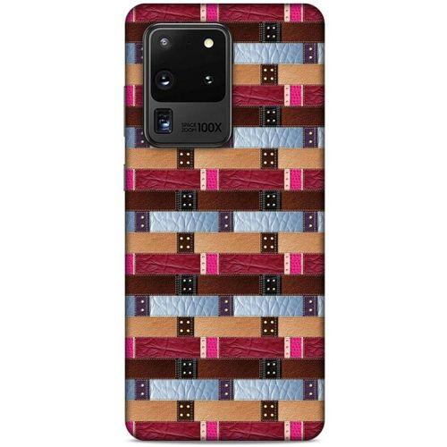 Samsung Galaxy S20 Ultra Kılıf Patchwork (45) Liquid Air Kılıf Bordo Gri