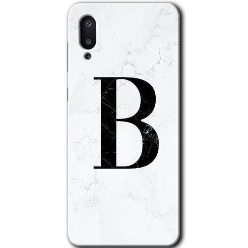 Samsung Galaxy A02 Kılıf Baskılı Kapak - Beyaz Mermer Desenli B Harfi +Tam Kaplayan Mat Seramik