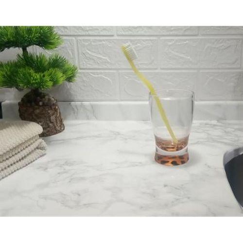 2 Adet Diş Fırçalık Macun Kabı Leopar Akrilik 6X6X11Cm 270Ml Banyo Seti