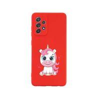 Samsung A72 Pembe Unicorn Premium Silikonlu Kırmızı Telefon Kılıfı