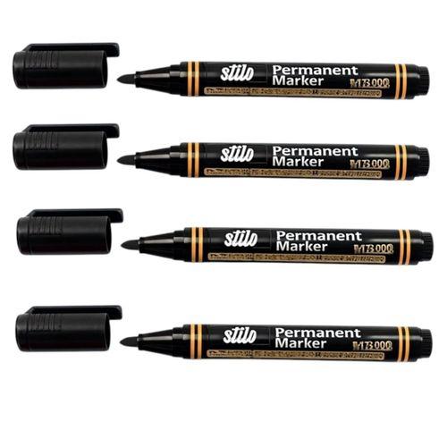 STİLO PERMANENT KALEM YUVARLAK UÇ SİYAH  ( 4 Adet )