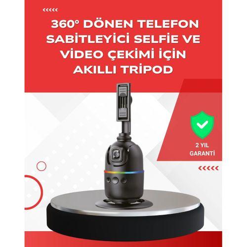 Yapay Zeka Destekli Yüz Takip Özellikli 360 Derece Dönen Masaüstü Telefon Sabitleyici