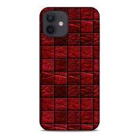 Apple iPhone 12 Kılıf Patchwork (12) Koruyucu Silikon Kırmızı Bordo