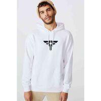 The Last Of Us Part 2 Logo Baskılı Beyaz Erkek Kapşonlu Sweatshirt