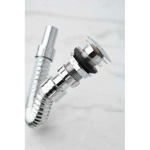 Krom Basmalı Sifon -körüklü Sifon Bas Stoplu Lavabo Mutfak Sifonu-paslanmaz