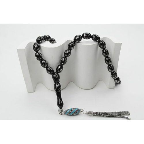 Oltu Taşı Beyzi  Model Kum Saati Baklava İşlemeli Tespih