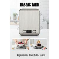 Dijital Hassas Mutfak Tartısı 10kg/1g - Paslanmaz Çelik Profesyonel Kuyumcu ve Diyet Terazisi