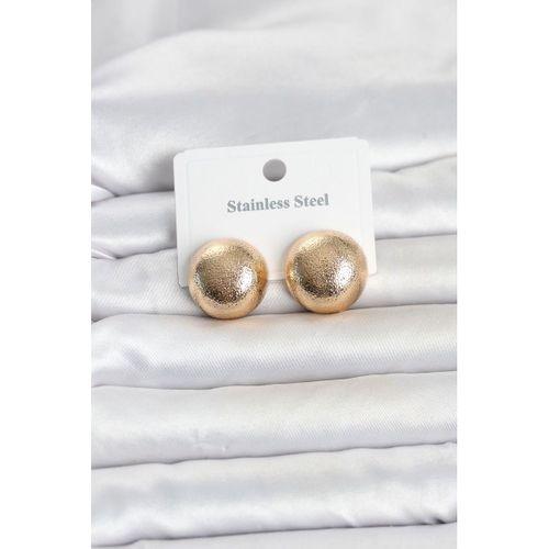 316L Çelik Gold Renk Top Model Kadın Küpe