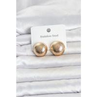 316L Çelik Gold Renk Top Model Kadın Küpe