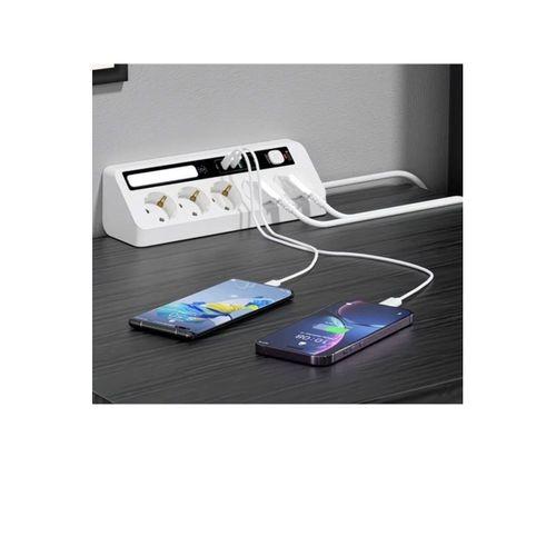 5’li Akım Korumalı Priz 2500w | 2 Usb + 2 Type-c Hızlı Şarj | Led Gece Lambalı | Dokunmatik Beyaz