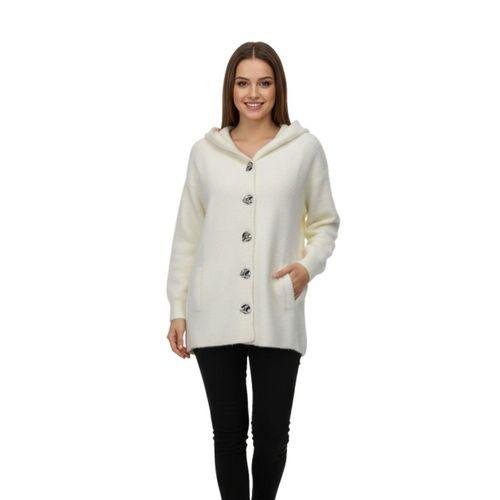 Kadın Kapüşonlu Spor Düğmeli Triko Sakallı Hırka BGL-ST05073