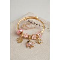 Balık Charmlı Pembe Renk Gold Bileklik