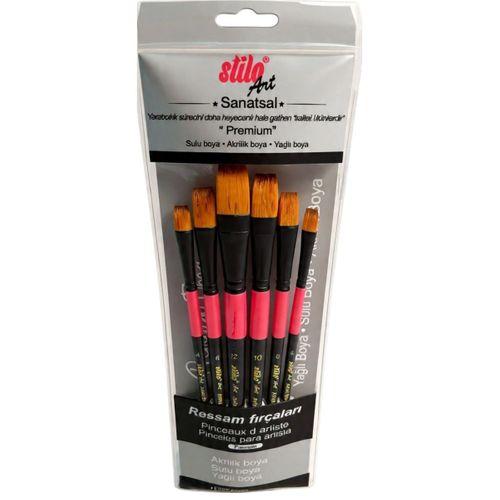 STİLO ART (SET 5) DÜZ KESİK FIRÇA SETİ ( 6'lı Set)