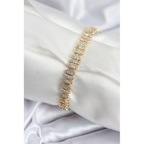 Pirinç VIP Seri Gold Renk Oval Sıralı Kadın Bileklik