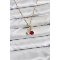 316L Çelik Zincir Gold Renk Kiraz Model Zirkon Taşlı Kadın Kolye