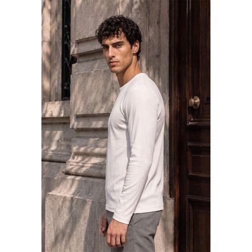 Ribera Regular Fit Pamuklu Likralı Fitilli Erkek Sweatshirt - Ekru