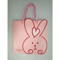 KARTON ÇANTA PEMBE TAVŞAN HAPPY 20CM X 20CM - 1 ADET