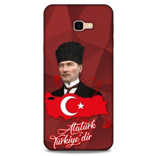 Samsung Galaxy J4 Plus Kılıf Atatürk (43) Thin Fit Kılıf Kırmızı Mozaik