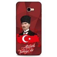 Samsung Galaxy J4 Plus Kılıf Atatürk (43) Thin Fit Kılıf Kırmızı Mozaik