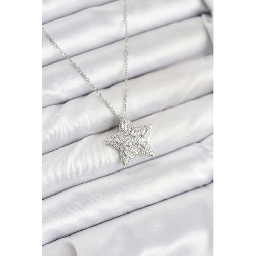 316L Çelik Zincir Gümüş Renk Yıldız Model Kadın Kolye