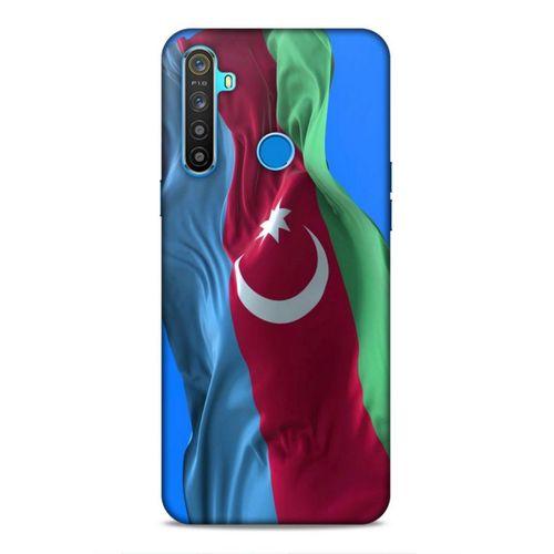 Realme 5i Uyumlu Kılıf Azarbaijan (6) Silikon Kılıf Dalgalanan Bayrak