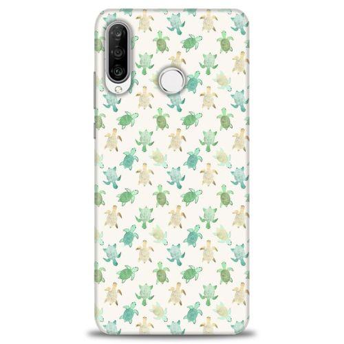 Huawei P30 Lite Kılıf HD Baskılı Kılıf - Minik Tosbağalar + Tam Ekran Koruyucu