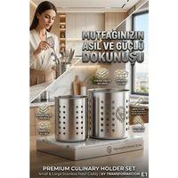 Inox Paslanmaz Çelik 2’li Kaşıklık Seti - 1mm Ultra Dayanıklı Tezgah Üstü Organizer 723142