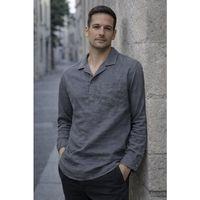 Sartre Apaş Yaka Tek Cepli İnce Modal Kumaş Uzun Kollu Yazlık Gömlek - Füme