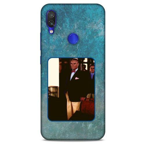 Xiaomi Redmi Note 7 Pro Kılıf Atatürk (30) Silicone Case Turkuaz Taş