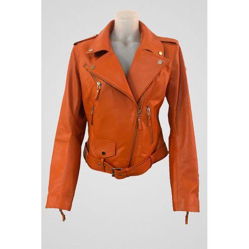 Tannery Leather Kadın Deri Ceket Turuncu N-1025