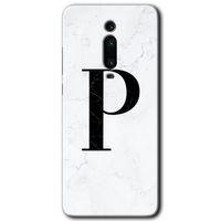 Potkal Hediye Fabrikası Xiaomi Mi 9T Kılıf HD Desen Baskılı Arka Kapak - Beyaz Mermer Desenli P Harfi