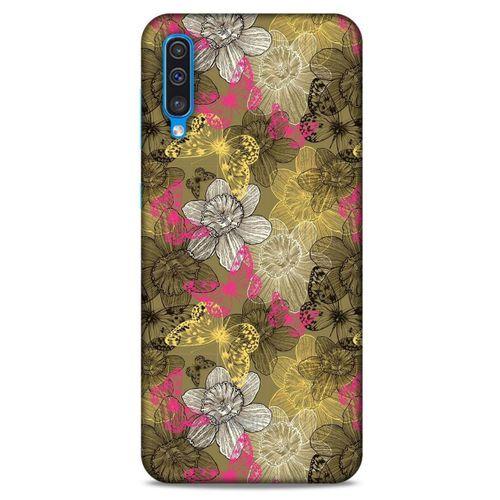 Samsung Galaxy A50 Kılıf Kelebek Etkisi (37) Silicone Cover Beyaz Açık Yeşil
