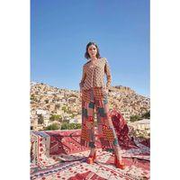 Etnik Desenli Saten Alt Üst Takım