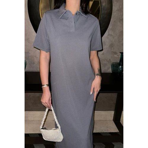 Manque Polo Yaka Yırtmaçlı Elbise 2689-8