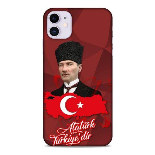 Apple Iphone 11 Kılıf Atatürk (43) Thin Fit Kılıf Kırmızı Mozaik