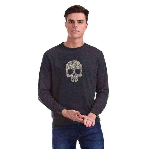 Skull Baskılı Füme Antrasit Erkek Sweatshirt