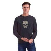Skull Baskılı Füme Antrasit Erkek Sweatshirt