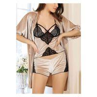 Vizon Kadife Dantelli Sabahlık & Gecelik Takım 3' Lü - 1398