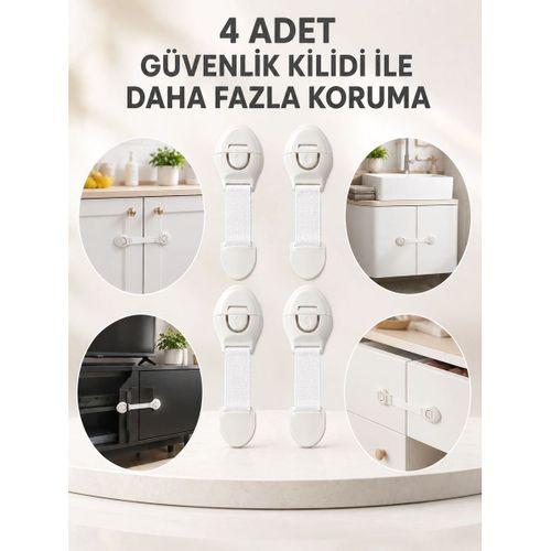 4'lü Esnek Kayışlı Çocuk Güvenlik Kilidi Pratik Ve Güvenli Kullanım