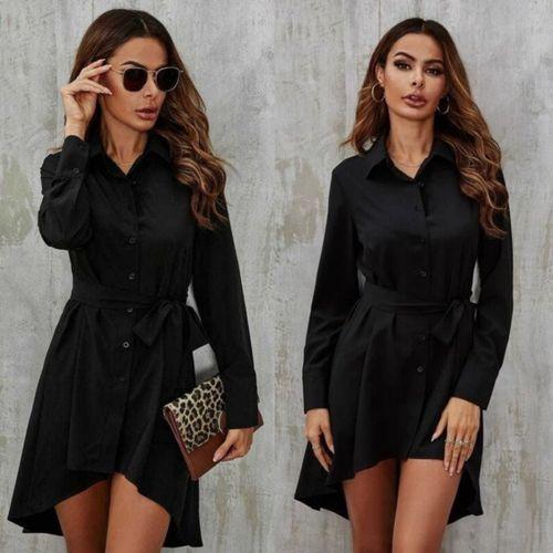 Kadın Uzun Kollu ön Kısım Kısım Arka Kısım Uzun Trikoton Gömlek Elbise