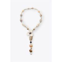 Taşlı Çiçek Kolye - Altın